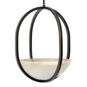 Lampada da Soffitto Circolare Moderna di Lusso – Elegante Struttura in Metallo con Paralume a Ciotola in Vetro Satinato Vista frontale di Luxury Group International