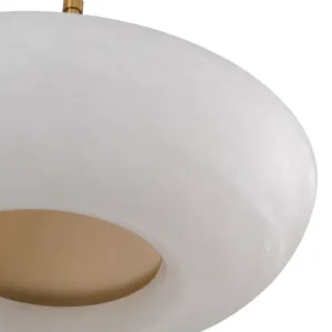 Lampada a Sospensione Moderna di Lusso in Bianco Caldo con Paralume a Disco in Vetro Satinato Vista dettaglio di Luxury Group International