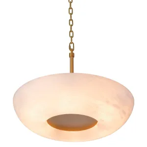 Lampada a Sospensione Moderna di Lusso in Bianco Caldo con Paralume a Disco in Vetro Satinato Vista frontale di Luxury Group International