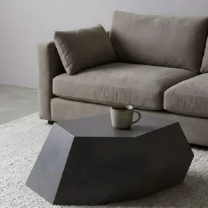 Luxury Modern Concrete Coffee Table with Faceted Speckled Texture - Luxury Living Room Furniture Lifestyle View by Luxury Group International