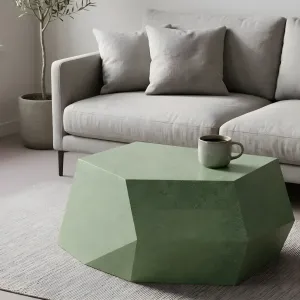 Luxury Modern Concrete Coffee Table with Faceted Speckled Texture - Luxury Living Room Furniture Lifestyle View by Luxury Group International
