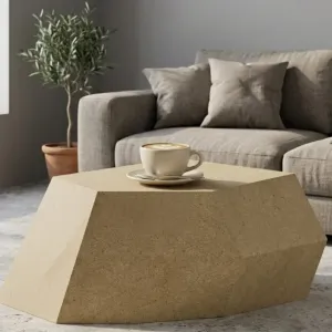 Luxury Modern Concrete Coffee Table with Faceted Speckled Texture - Luxury Living Room Furniture Lifestyle View by Luxury Group International