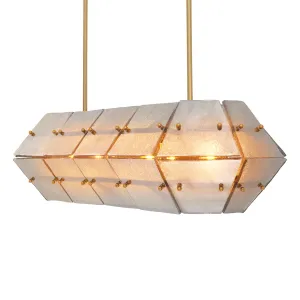 Lampadario a Sospensione Rettangolare in Vetro Moderno di Lusso – Illuminazione Elegante Oro per Interni Contemporanei Vista frontale di Luxury Group International