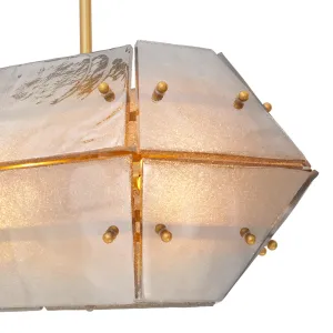 Lampadario a Sospensione Rettangolare in Vetro Moderno di Lusso – Illuminazione Elegante Oro per Interni Contemporanei Vista frontale di Luxury Group International