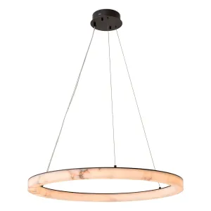 Lampadario Anello Moderno di Lusso in Bianco con Venature in Marmo di Alabastro di Luxury Group International