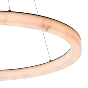 Lampadario Anello Moderno di Lusso in Bianco con Venature in Marmo di Alabastro Vista dettaglio di Luxury Group International