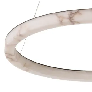 Lampadario Anello Moderno di Lusso in Bianco con Venature in Marmo di Alabastro Vista dettaglio di Luxury Group International