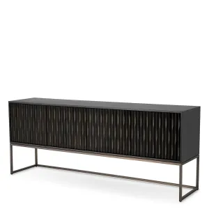 Luxury Charcoal Black Textured Sideboard Cabinet with Metal Base - Luxury Hotel Furniture by Luxury Group International