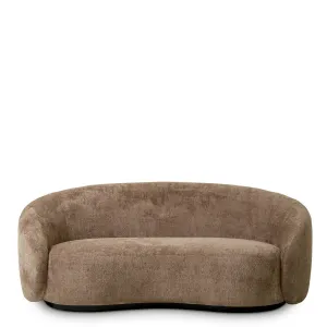 Luxury Modern Two-Seater Sofa in Taupe Brown Textured Fabric with Curved Backrest and Rounded Arms Front View by Luxury Group International