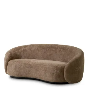 Luxury Modern Two-Seater Sofa in Taupe Brown Textured Fabric with Curved Backrest and Rounded Arms Front View by Luxury Group International