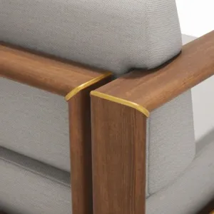 Luxus Modernes Zweisitzer-Sofa mit Holzrahmen und Elfenbeinpolsterung Detailansicht von Luxury Group International