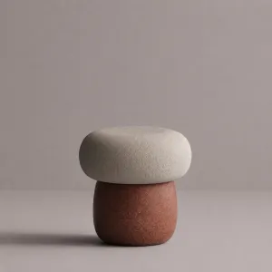 Luxury Compact Upholstered Stool with Rounded Terracotta Speckled Finish Featured Image by Luxury Group International