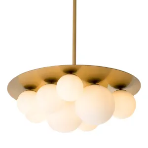 Luxury Multi-Globe Ceiling Lamp with Opal Glass Spheres and Brushed Brass Canopy by Luxury Group International