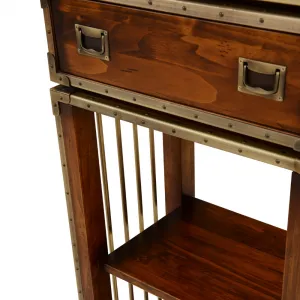 Luxury Narrow Wooden Open Shelve Bookcase with Twin Storage Drawers - Luxury Shelve Cabinet Detail View by Luxury Group International