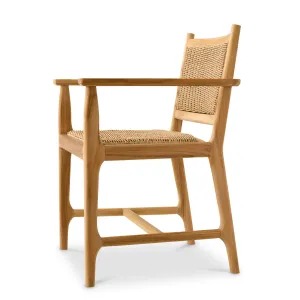 Luxuriöser natürlicher brauner, geflochtener Outdoor-Esstisch-Sessel mit Holzrahmen – Luxus-Hotelmöbel Seitenansicht von Luxury Group International