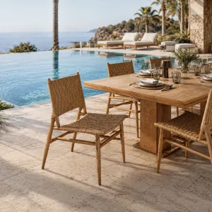 Luxuriöse natürliche braune geflochtene Holz-Esstühle – 2er-Set - Luxus Hotelmöbel Lifestyle-Ansicht von Luxury Group International