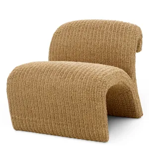 Luxus Natürlicher Outdoor-Sessel aus Kunst-Rattan mit Aluminiumrahmen – 68 cm - Luxus Hotelmöbel Vorderansicht von Luxury Group International