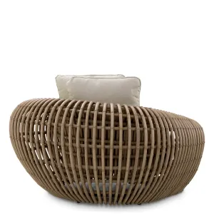 Luxury Natural Rattan Armchair with Ivory Cushions - Luxury Hotel Furniture Back View by Luxury Group International