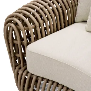 Luxury Natural Rattan Armchair with Ivory Cushions - Luxury Hotel Furniture Detail View by Luxury Group International