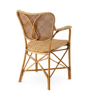 Luxuriöser Esszimmer-Sessel aus natürlichem Rattan mit geflochtenem Rückenlehne – Luxus Hotelmöbel Rückansicht von Luxury Group International