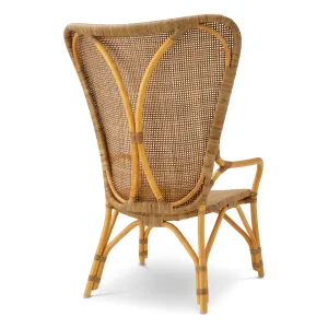 Luxury Natural Rattan High Back Armchair with Woven Cane Design - Luxury Armchair Back View by Luxury Group International
