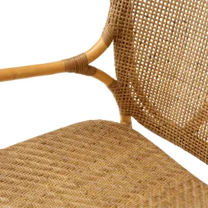 Luxury Natural Rattan High Back Armchair with Woven Cane Design - Luxury Armchair Detail View by Luxury Group International