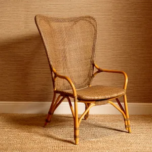 Luxury Natural Rattan High Back Armchair with Woven Cane Design - Luxury Armchair Side View by Luxury Group International