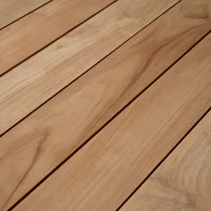 Luxury Natural Teak Outdoor Coffee Table with Faux Rattan Base 100 cm Detail View by Luxury Group International