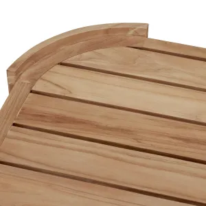 Luxury Natural Teak Outdoor Coffee Table with Faux Rattan Base 100 cm Detail View by Luxury Group International
