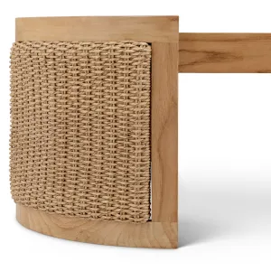 Luxury Natural Teak Outdoor Coffee Table with Faux Rattan Base 100 cm Inside View by Luxury Group International