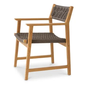 Luxuriöser Outdoor-Esstisch-Sessel aus Naturholz im 2er-Set mit grauem Geflecht – Luxus Hotelmöbel Seitenansicht von Luxury Group International