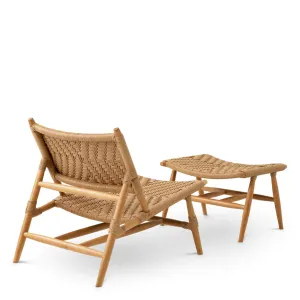 Luxuriöser, natürlich geflochtener Loungesessel mit verlängerter Fußstütze – 68 cm – Luxus-Hotelmöbel Rückansicht von Luxury Group International