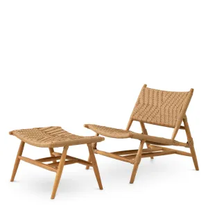 Luxuriöser, natürlich geflochtener Loungesessel mit verlängerter Fußstütze – 68 cm – Luxus-Hotelmöbel Seitenansicht von Luxury Group International