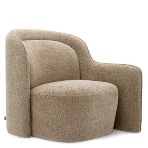 Luxury Neutral Upholstered Armchair with Curved Wraparound Back - Luxury Hotel Furniture Front View by Luxury Group International