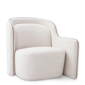 Luxury Neutral Upholstered Armchair with Curved Wraparound Back - Luxury Hotel Furniture Side View by Luxury Group International