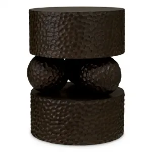 Luxury Oak Veneer Side Table Front View by Luxury Group International
