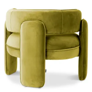 Fauteuil Lounge de Luxe Vert Olive Rembourré avec Dossier Courbé - Mobilier de Luxe pour Hôtels Vue de dos par Luxury Group International