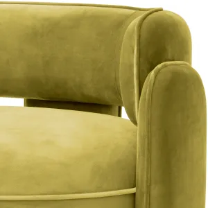 Fauteuil Lounge de Luxe Vert Olive Rembourré avec Dossier Courbé - Mobilier de Luxe pour Hôtels Vue détaillée par Luxury Group International