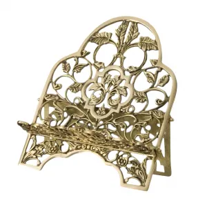 Luxuriöser Verzierter Metall-Bibelhalter mit Blumenranken-Ausschnitt in Gold- & Antik-Finish von Luxury Group International