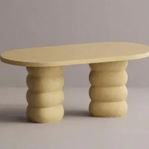 Luxury Oval Pedestal Dining Table in Sand Finish for Modern Elegant Interiors by Luxury Group International