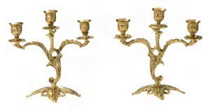 Par de Candelabros Barrocos de Bronce de Tres Luces con Ramas Esculpidas - Candelabro por Luxury Group International