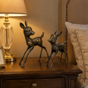 Luxus-Paar Rehkitz-Bronze-Skulpturen in Gold-, Antik- & Oxidiertem Finish Lifestyle-Ansicht von Luxury Group International