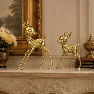 Luxus-Paar Rehkitz-Bronze-Skulpturen in Gold-, Antik- & Oxidiertem Finish Lifestyle-Ansicht von Luxury Group International