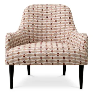 Poltrona di design in tessuto fantasia di lusso con schienale curvo e gambe in metallo nero - Arredamento per hotel Vista frontale di Luxury Group International