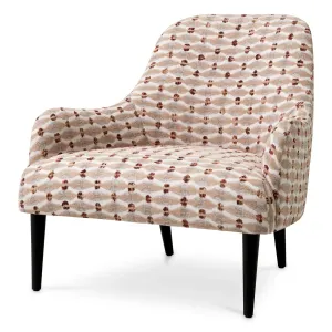 Poltrona di design in tessuto fantasia di lusso con schienale curvo e gambe in metallo nero - Arredamento per hotel Vista frontale di Luxury Group International