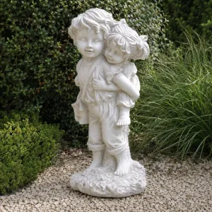 Luxury Piggyback Children Garden Sculpture with Playful Figurative Detail - Luxury Classic Sculpture Lifestyle View by Luxury Group International