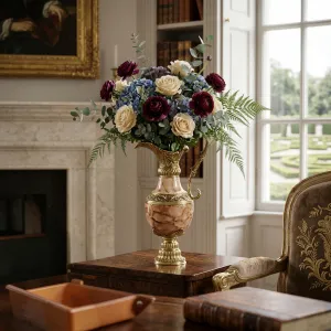 Luxury Pink Lacquer Baroque Ewer Vase with Bronze Mounts - Luxury Vases Lifestyle View by Luxury Group International