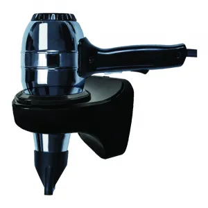 Luxury Professional Hotel Hair Dryer with Vertical Wall Base & Stainless Steel Body Front View by Luxury Group International