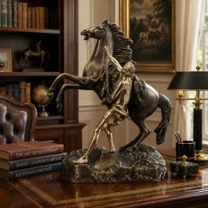 Luxury Rearing Horse and Tamer Bronze Sculpture on Textured Base - Luxury Bronze Figure Lifestyle View by Luxury Group International