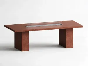 Luxury Rectangular Concrete Fire Pit Table for Modern Outdoor & Indoor Living by Luxury Group International